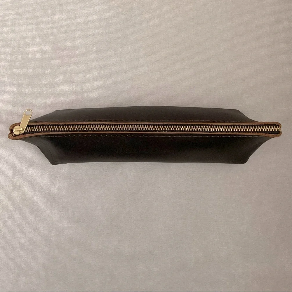Portland Leather Goods Espresso Brown Leather Long Zip Carrying Case